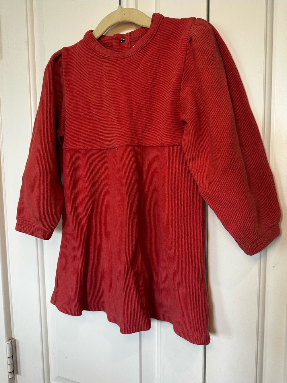 Pink Textured Long Sleeve Kids Dress